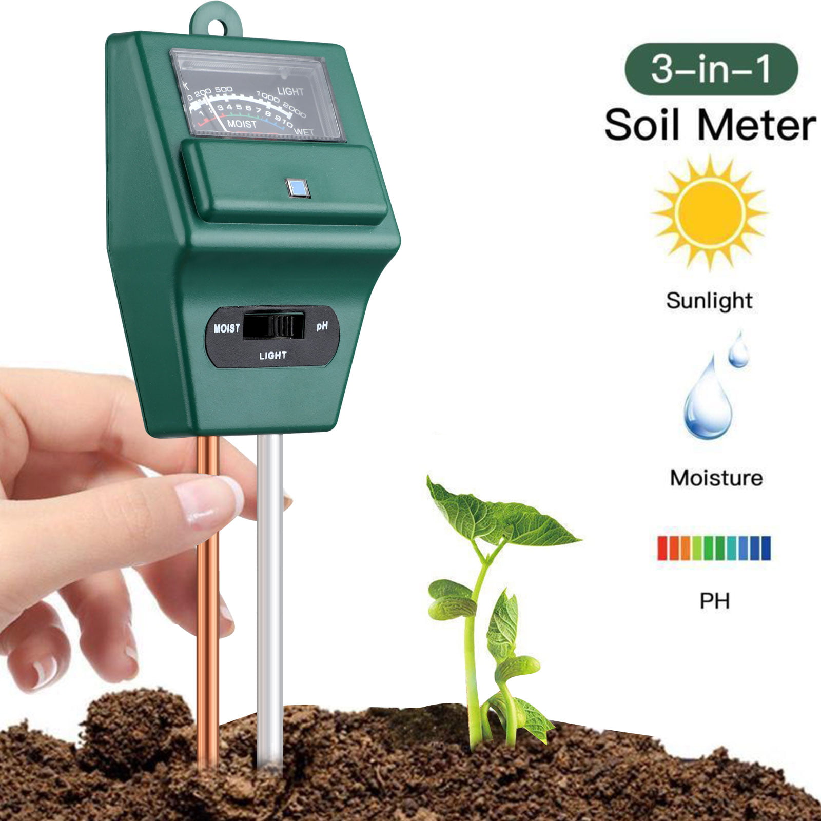 EEEkit Soil pH Meter, 3-in-1 Soil Test Kit, High Accuracy and 