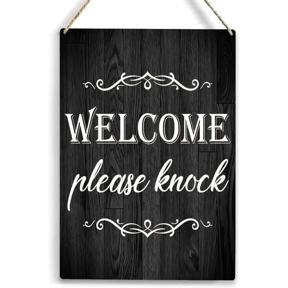 Wooden Hanging Sign Welcome Sign Please Knock Home Wooden Door Sign Rustic Wall Decor For House Party Farmhouse Outdoor Indoor Decorative Signs 5x10 Inch