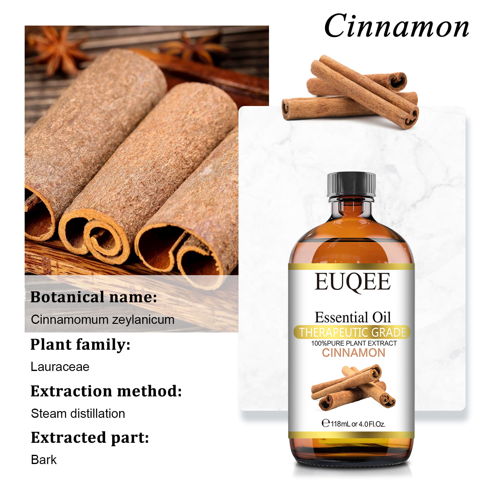  Cinnamon Essential Oil 100% Pure Natural Undiluted, Therapeutic  Grade Cinnamon Oil for Aromatherapy, Relax, Skin Care, Spa - 30ml/1oz :  Health & Household