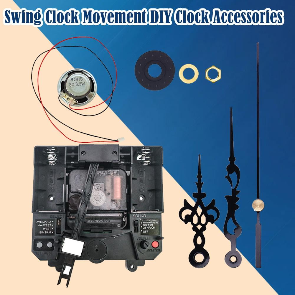 Silent Quartz Clock Movement with Music Chime Box, DIY Wall Clock Repair Kit for Personalized Pendulum Clocks