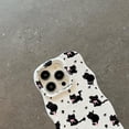 thumbnail image 3 of Cute Kawaii Black Cat Bow Flowers Wavy Frame Hard Phone Case Compatible with iPhone Case (White,iPhone 15 Pro Max), 3 of 6