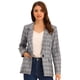 thumbnail image 1 of Blazers para mujer Chaqueta tipo blazer a cuadros con solapa con muesca Boyfriend Gris Azul M, 1 of 6