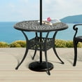 thumbnail image 3 of Dextrus 35 Inch Patio Dining Table, Cast Aluminum Round Outdoor Table with Umbrella Hole for Patio, Backyard, Deck, Black, 3 of 9