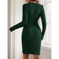 thumbnail image 5 of Sucegi Women's Ribbed Knit Maternity Wrap Nursing Dress, Long Sleeve V Neck Side Tie Maternity Dress for Fall Winter, 5 of 7