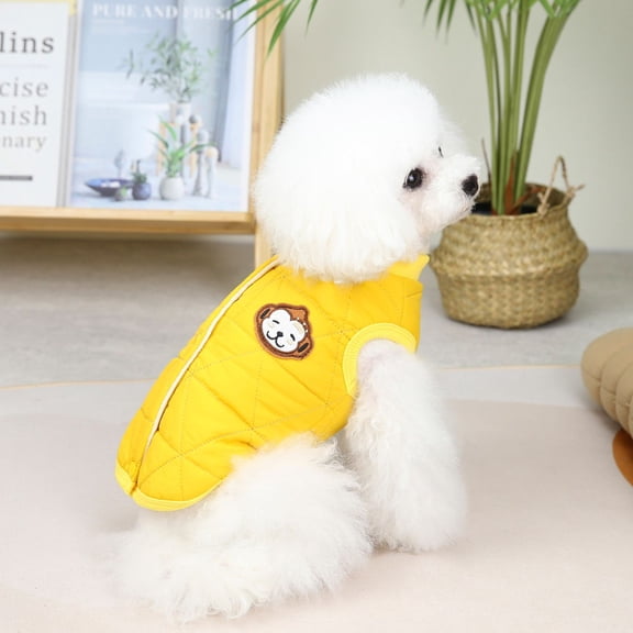 2022 Fall/Winter Warm Cotton Vest Dog Clothes Teddy Golden Hair Schnauzer Clothes Pet Dog Clothes Cat Clothes yellow S