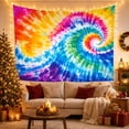 thumbnail image 3 of Vibrant Spiral Tie-Dye Against White Fabric, Energetic Psychedelic for College Students, Abstract Home Decor Art, Housewarming Gift, Tapestry Wall Hanging for Bedroom and Dorm, 3 of 7