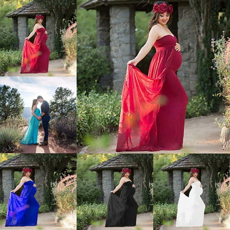 

Tejiojio Maternity/Labor/Nursing Clothing Clearance Women Off Shoulder Pregnants Sexy Photography Ruffled Nursing Long Dress