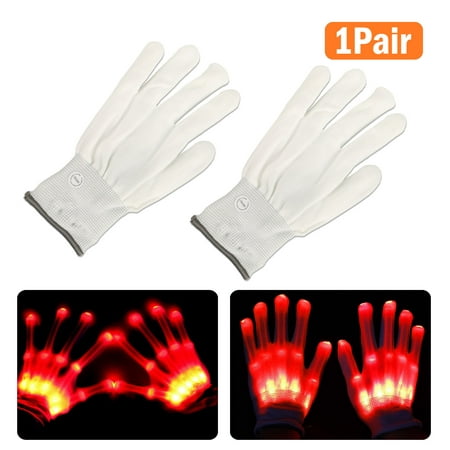 LED Flashing Gloves Glow 3 Mode Light Up Finger Tip Lighting Pair Rave Party