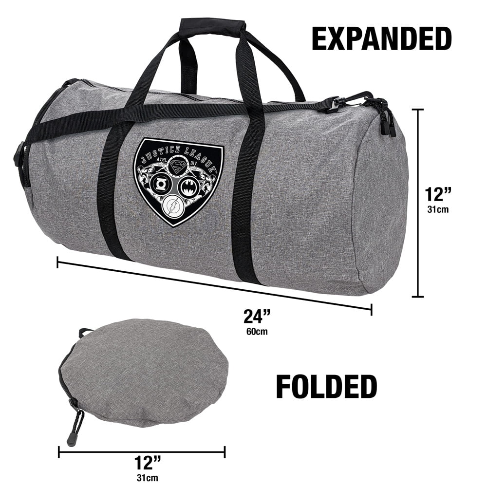 Justice League Athletic Shield Logo Lightweight Duffel Bag for Sports and Gym Packable for Travel