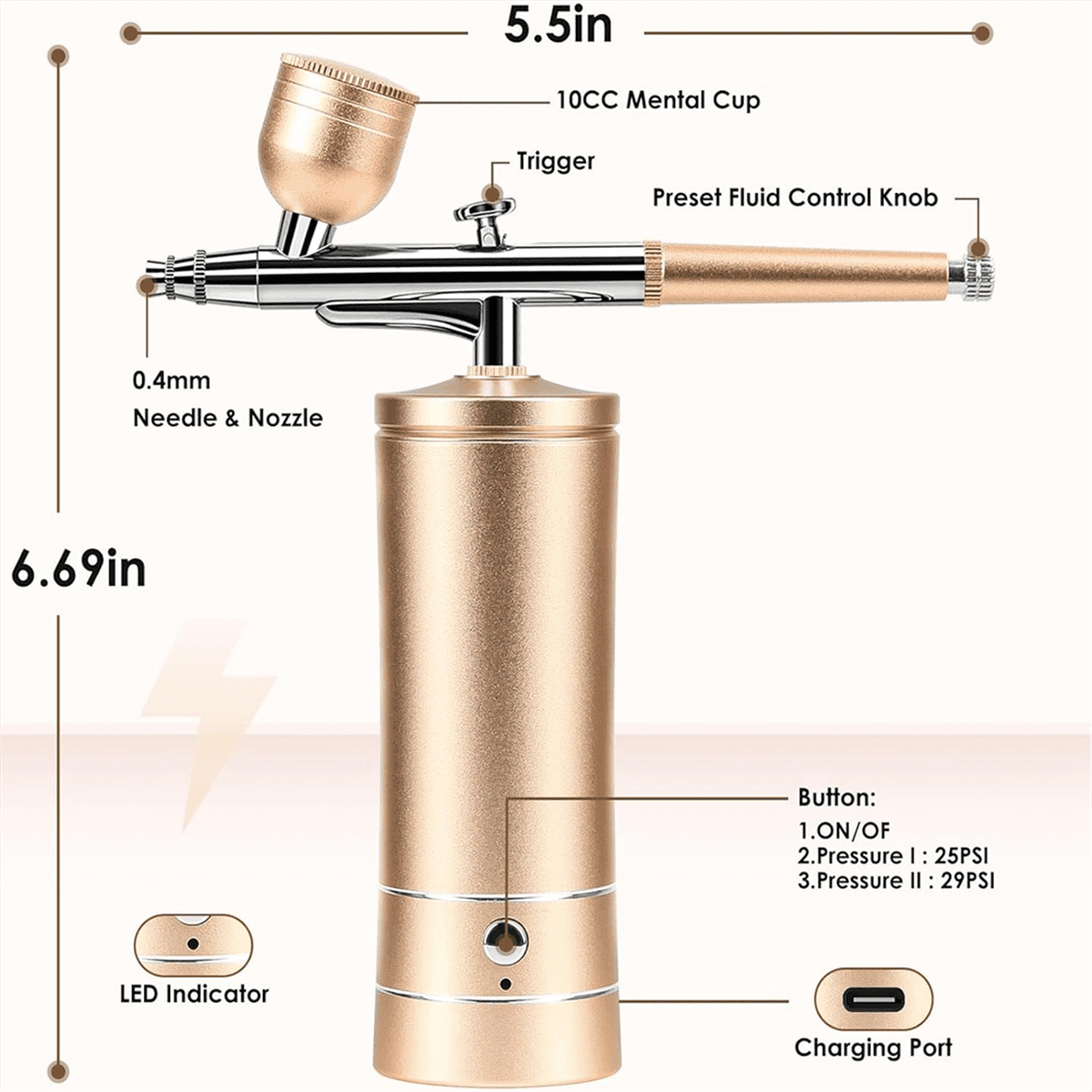 Airbrush - Kit Rechargeable Cordless Airbrush Compressor - Nail Art Airbrush Kit Portable AirBrush for Nails, Cake