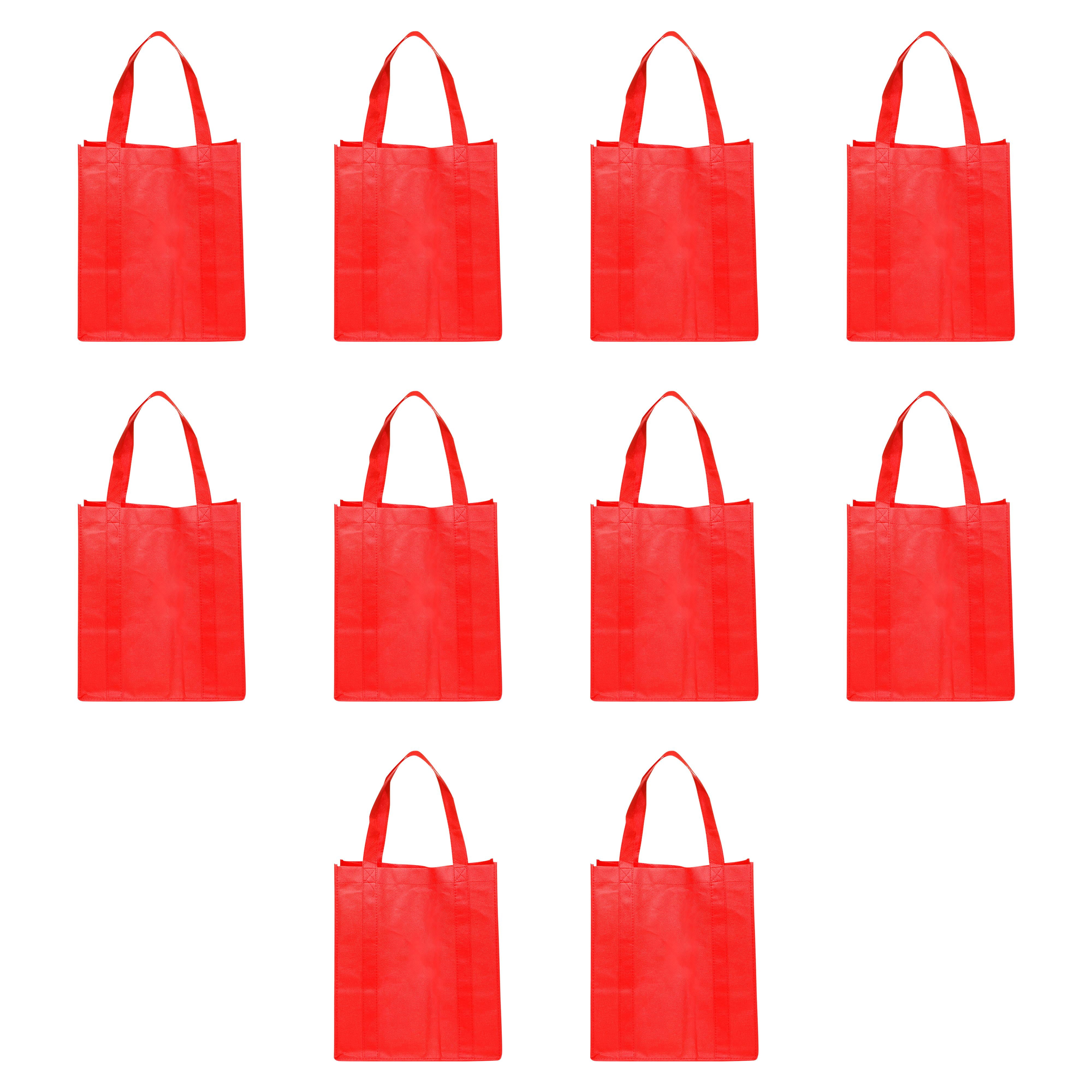 Reusable Grocery Tote Bags 10 Pack Large Handle, Heavy Duty Cloth