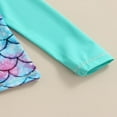 thumbnail image 4 of FNNMNNR Girl Bikini Set Mermaid Long Sleeve Tops Ruffles Shorts Swimsuit, 4 of 6
