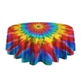 thumbnail image 5 of Colorful Rainbow Tie Dye Spiral Pattern Round Tablecloth 60"x60",Wrinkle Wipeable Table Cloth for Kitchen Dining Room Picnic Patio Party, 5 of 6