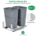 thumbnail image 3 of Double Pull-Out Trash Can,Space-Saving Steel Garbage Bins with Smooth Full-Extension Slides for Kitchen Recycling and Waste Management,Gray,2*25QT, 3 of 7