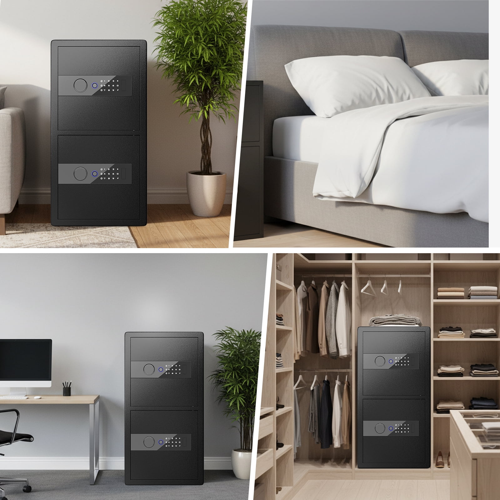 Riflevault Large Biometric Safe Box, 29.5" Double Door Alloy Steel Security Cabinet, Fingerprint Touchscreen Keypad Safe with Alarm System, Removable Shelves & Internal LED for Home Office