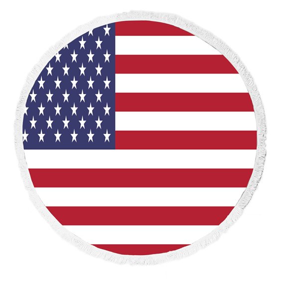 ZKGK American Flag Round Beach Towel Beach Mats Beach Shawl Beach Blanket with Tassels Beach Throw Towel Yoga Mat