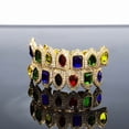 thumbnail image 6 of Christmas Iced Out Teeth Grillz Set for Men & Women, Copper Top & Bottom Grills with Multi-Color Zirconia, Silver & Gold Tone Hip Hop Party Jewelry, 6 of 7