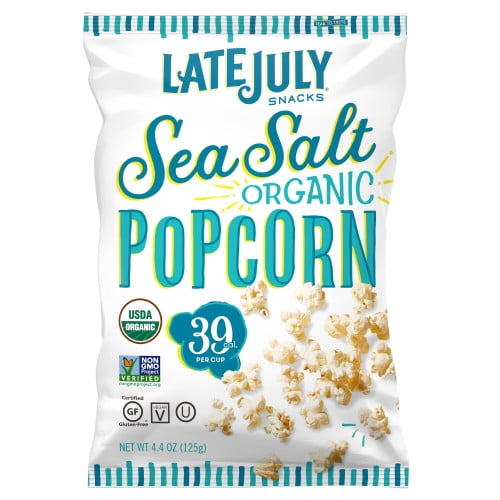 LATE JULY Sea Salt Organic Popcorn, 4.4 oz. Bag