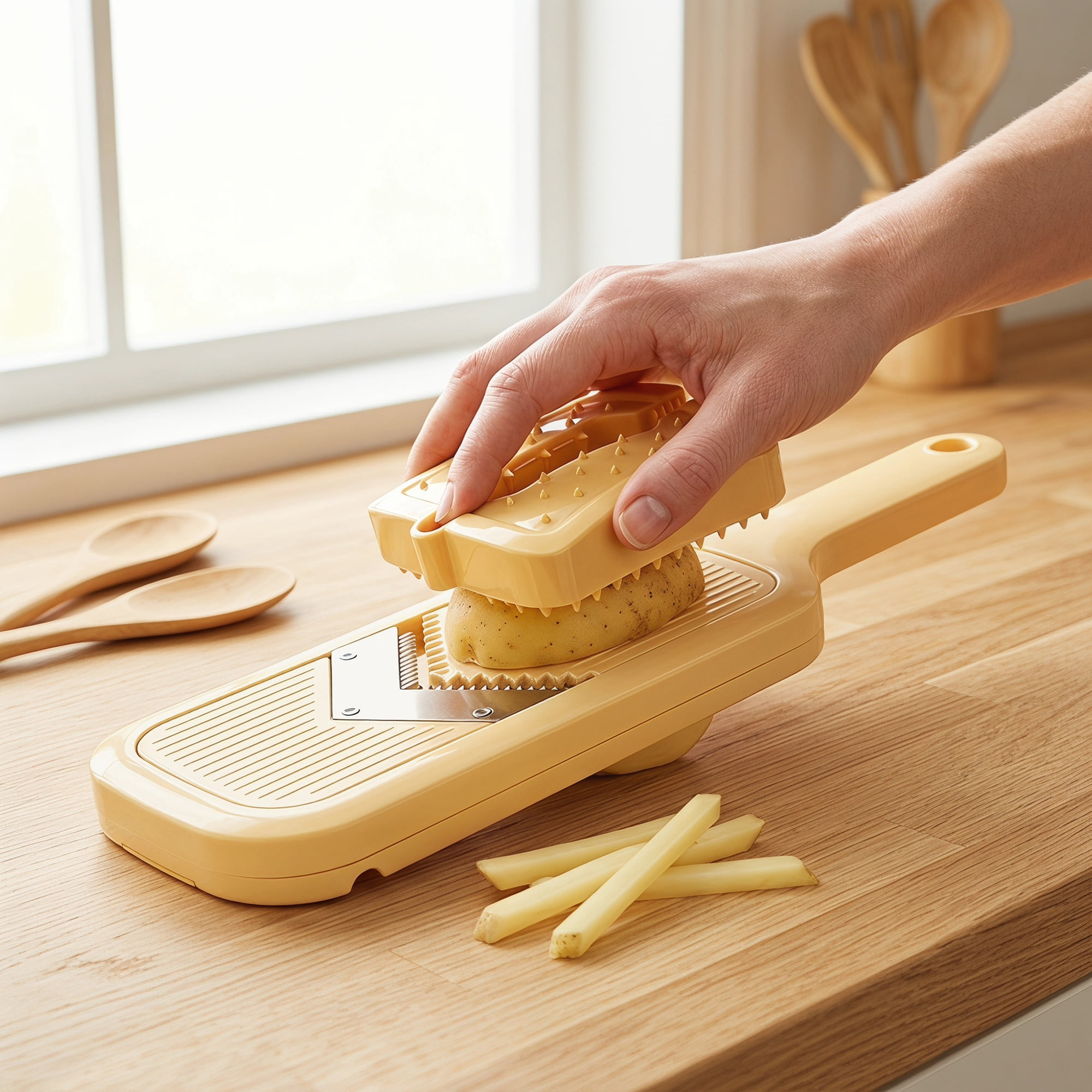 Unique Bargains Versatile 3-in-1 Vegetable Slicer and Chopper for Home Yellow A 13.2"x4.3"
