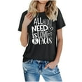 thumbnail image 4 of Blczomt Short Sleeve Plus Size Tops Black Quotes Crew Neck Valentine's Day Blouse Christmas Womens Shirts, 4 of 5