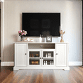 thumbnail image 7 of U-Can TV Stand for TV up to 65in with 2 Tempered Glass Doors Adjustable Panels Open Style Cabinet, Sideboard for Living Room, 7 of 7