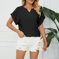 thumbnail image 4 of Fgnfyis Womens Tops Women's V Neck Short Sleeve T Shirt Casual Comfortable Basic Top for Daily Wear Spring Summer T Shirts for Women Black L, 4 of 9