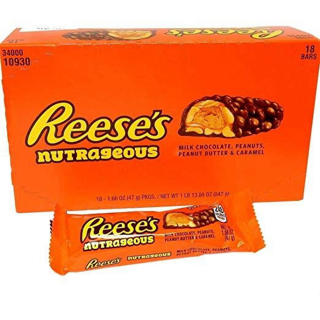 REESE'S Nutrageous Chocolate Peanut Butter Candy Bar (Pack of 18)