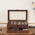 thumbnail image 5 of ProCase Wooden Men's Jewelry Box, Watch and Sunglasses Box Organizer for Men, 2-Tier Watch Holder and Glasses Display Cases with Clear Glass Top and Storage Drawer,Father's Day Gift -Espresso, 5 of 7
