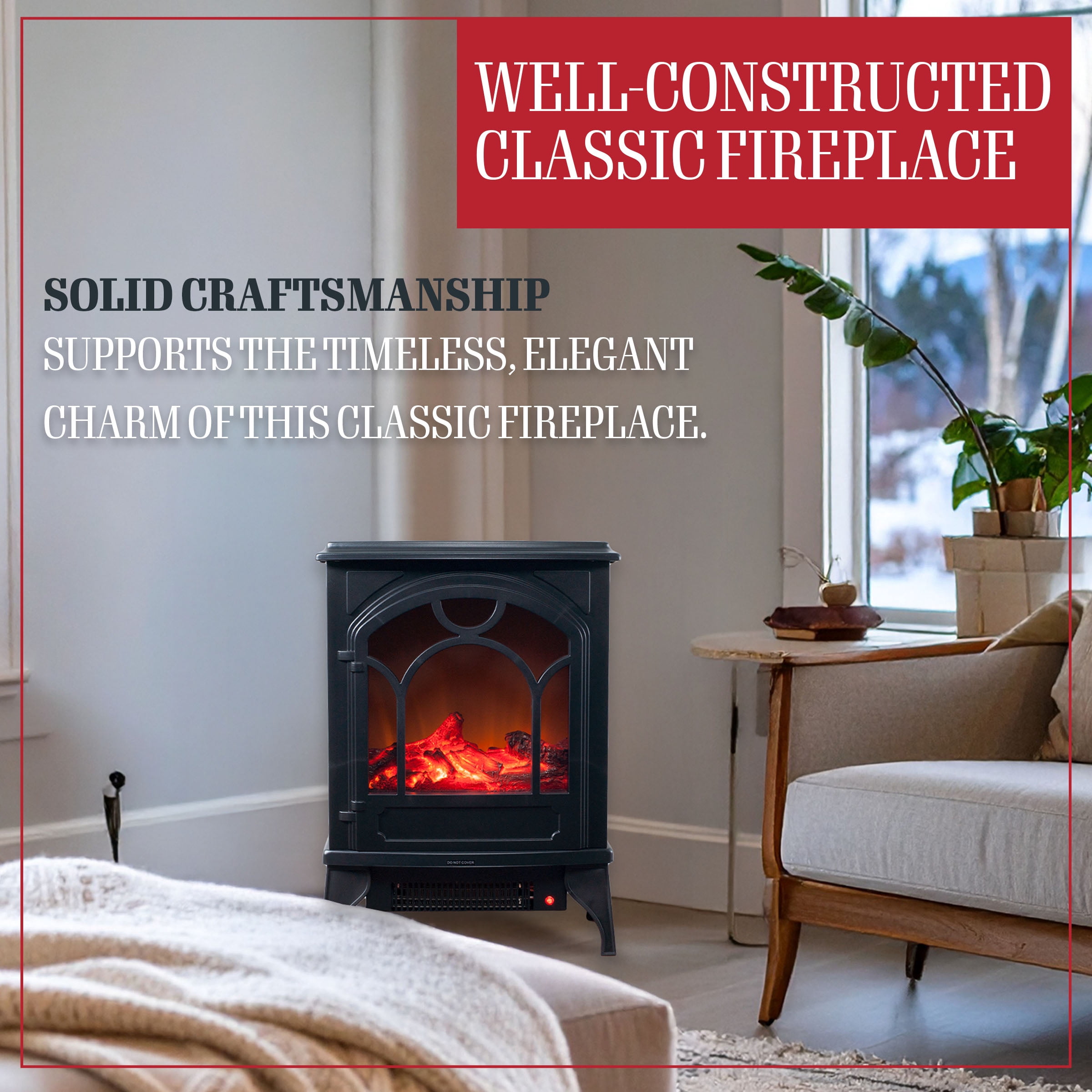 Northwest Electric Fireplace Heater for the Living Room or Bedroom (Black)