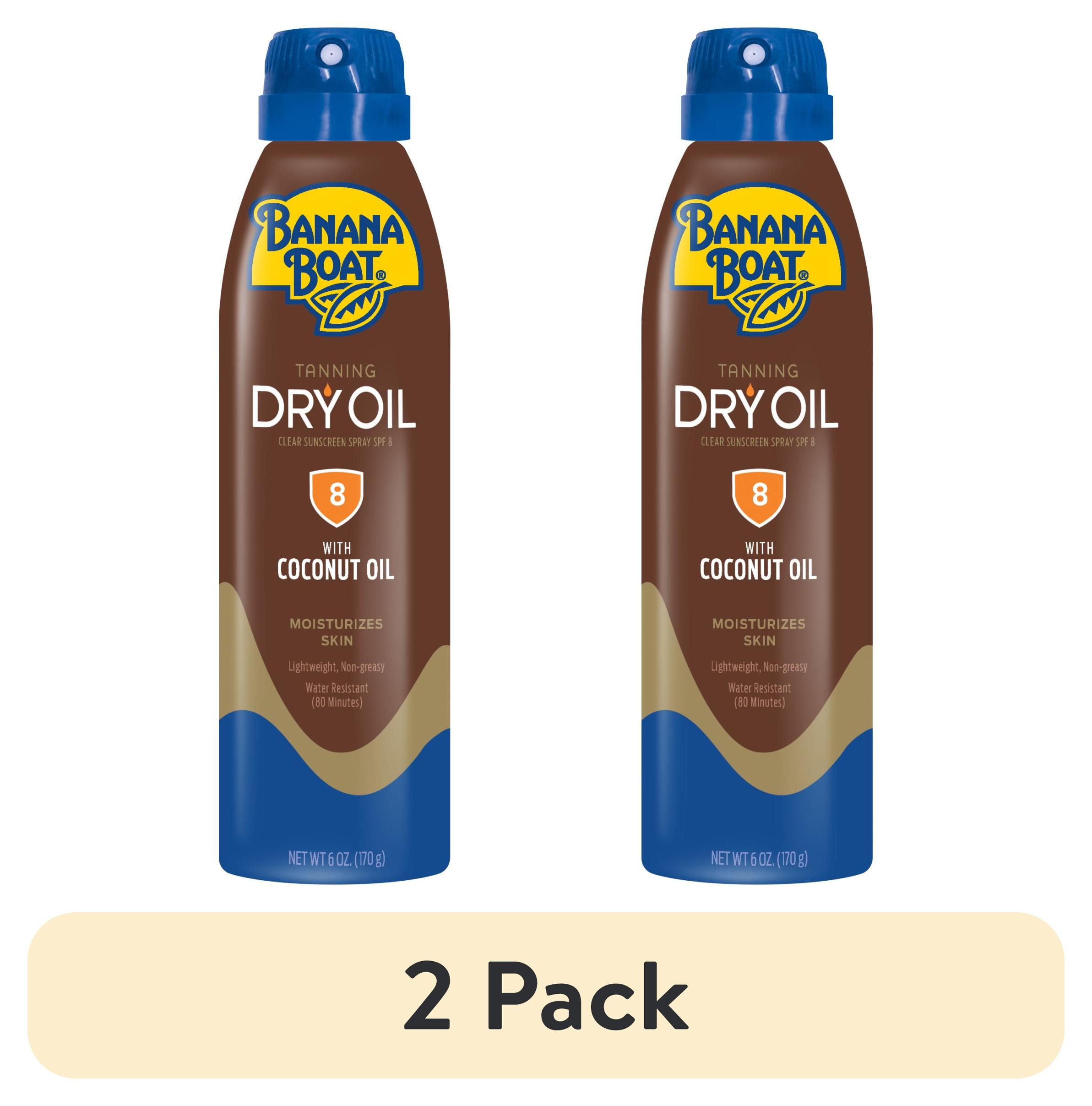 (2 pack) Banana Boat Tanning Dry Oil Clear Spray Sunscreen SPF 8, 6oz
