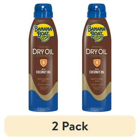 (2 pack) Banana Boat Tanning Dry Oil Clear Spray Sunscreen SPF 8, 6oz