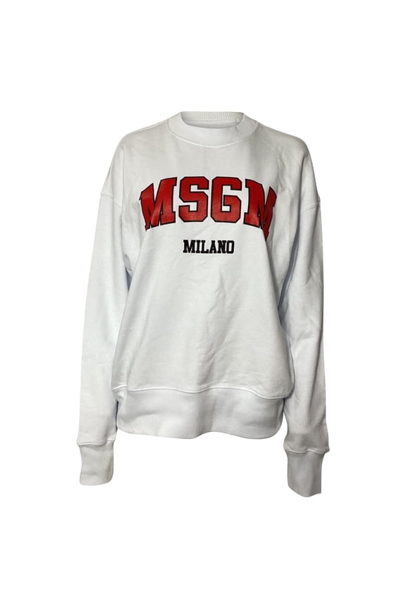 Pre-Owned MSGM Logo Sweater in White Cotton