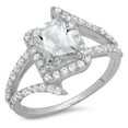 thumbnail image 3 of 2.1 ct Emerald Cut Genuine Cultured Diamond VS1-VS2 G-H 14K White Gold Halo Promise Wedding Statement Engagement Designer Ring W/ Crystal side stones size 5, 3 of 6