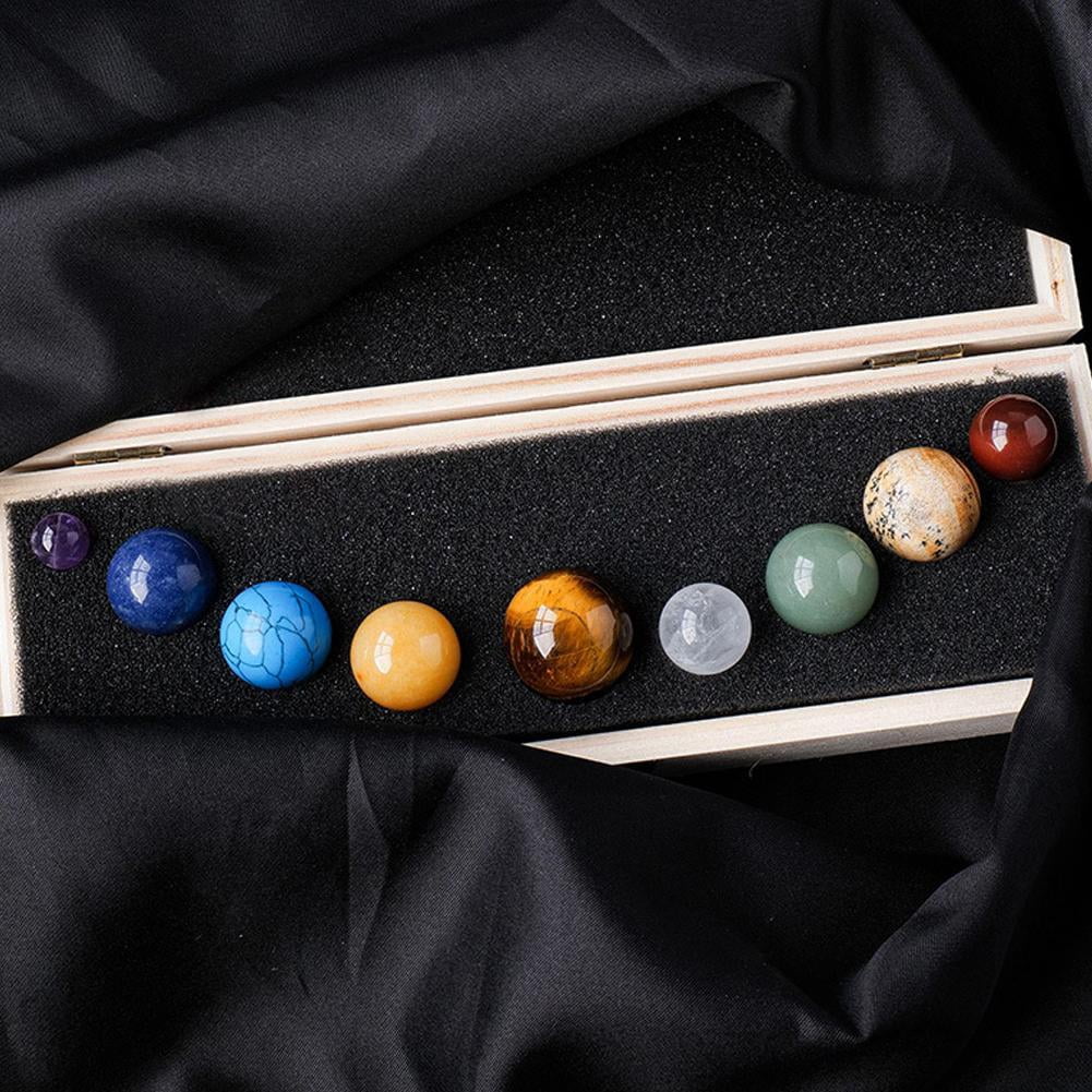Universal Natural Crystal Solar System 9 Planets Set, Genuine