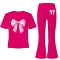 thumbnail image 2 of Fnooota Girls Summer Outfit Sets, Casual Short Sleeve School Kids' Clothing Sets Girls' 2 Piece Sets Hot Pink Size 10, 2 of 6