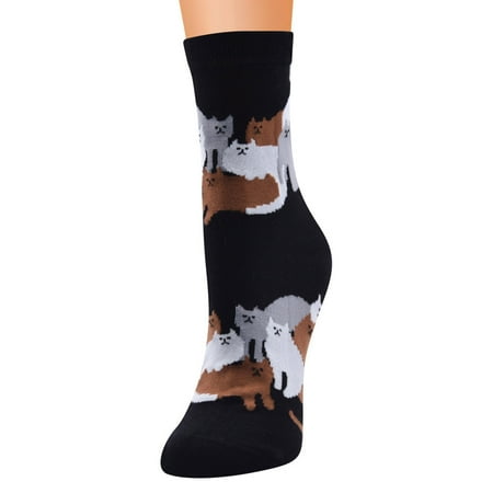 

kpoplk Christmas Socks For Adults Women Autumn And Winter Cat Pattern Socks Cotton Socks(Black)