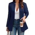 thumbnail image 4 of Spring Fall Stand Collar Solid Color Women Long Sleeved Open Front Work Office Blazer Coat, 4 of 6