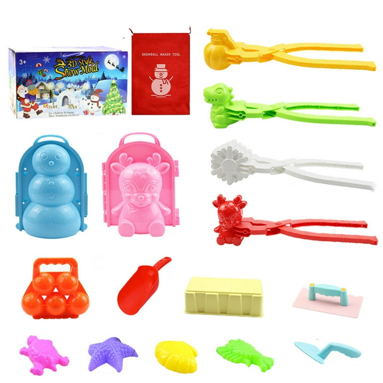 Buy Unplugged Explorers 6 pc. Ultimate Snow Toys kit, winter sports- 1 Red  Sled, Snow Brick Maker, Snow Digger & Snow Mold, 2 Snowball makers (1 Free)  1 oversized Winter Toys storage