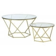thumbnail image 1 of Pemberly Row Nesting Glass Top Round Coffee Table Set in Gold, 1 of 8