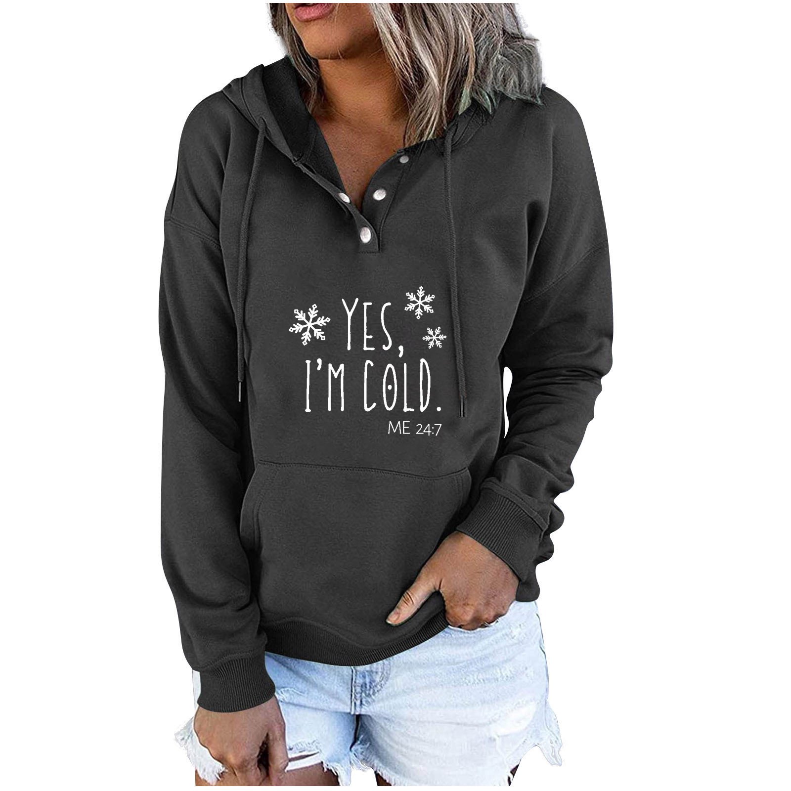 Allowith sweatshirt,hoodies for women,zip up hoodie women,Women Long  Sleeves Casual Printing Crewneck Sweatshirt Loose Hooded Drawstring Pocket  Tops - Walmart.com