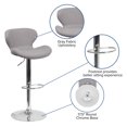 thumbnail image 2 of Contemporary Gray Fabric Adjustable Height Barstool with Curved Back and Chrome Base, 2 of 9