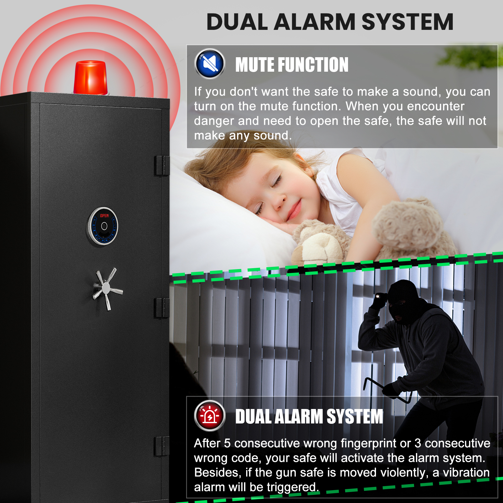 12-18 Gun Safe, Biometric Fingerprint Gun Safes With Induction Light, Large Gun Cabinet With Adjustable Shelves & Handgun Pockets, for Secure Home Storage