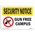 thumbnail image 1 of SignMission OS-SN-A-1218-L-11542 12 x 18 in. OSHA Security Notice Sign - Gun Free Campus, 1 of 1