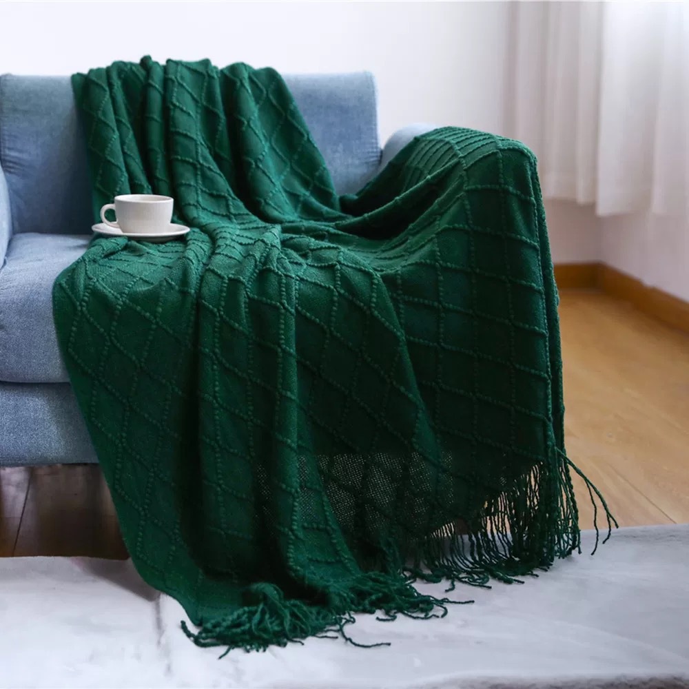 Homgreen Throw Blankets for Couch and Bed, Soft Cozy Knit Blanket with