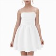 thumbnail image 4 of Girls Summer Dresses with Spaghetti Straps Ruffle Ruched Double Layered A Line Girl Dresses, 4 of 7