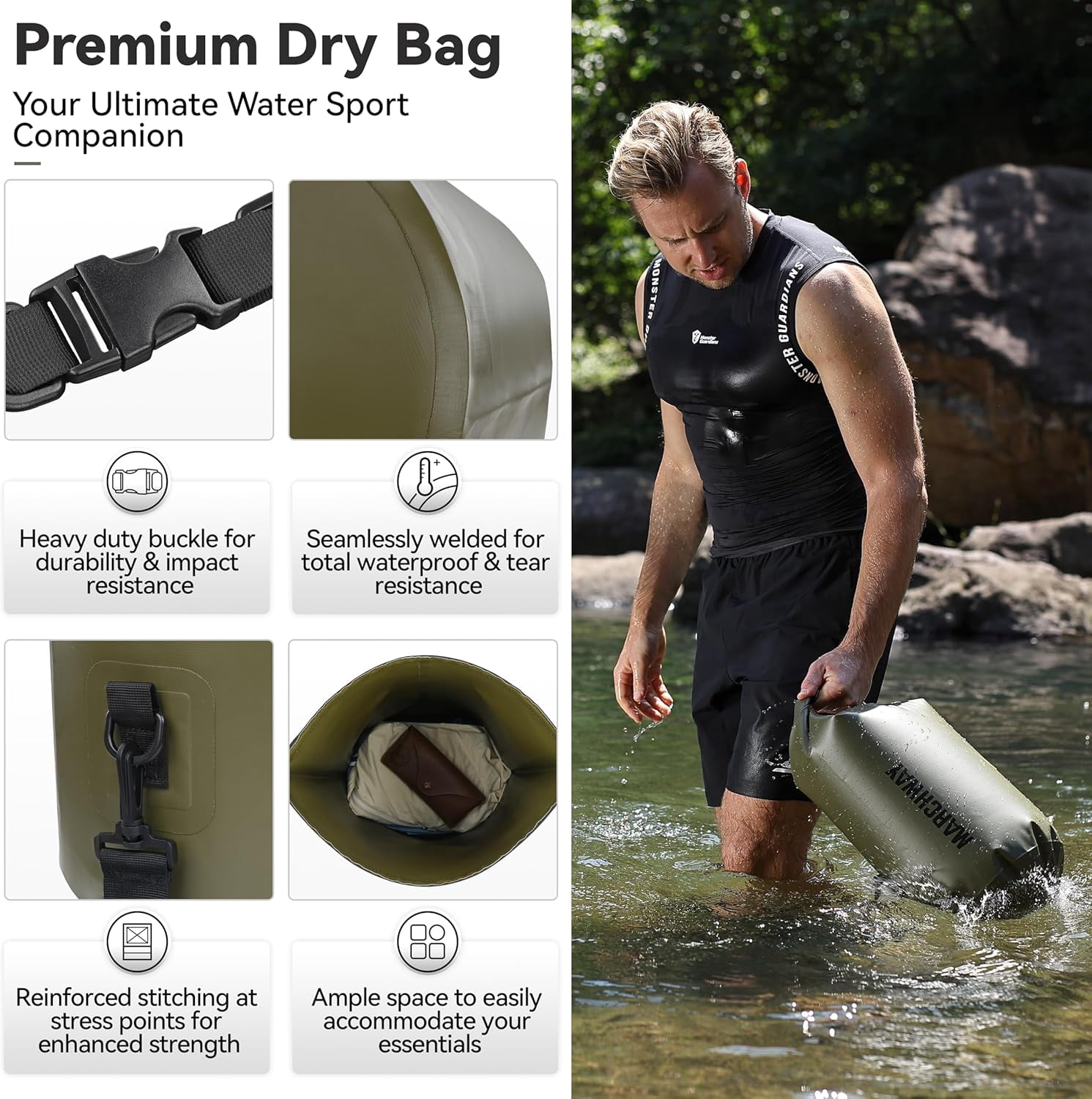 Floating Waterproof Dry Bag Backpack 5L/10L/20L/30L/40L, Roll Top Sack Keeps Gear for Kayaking, Rafting, Boating, Swimming, Camping, Hiking, Beach, Fishing