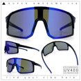 thumbnail image 2 of Color Mirror Polarized Wrap Sport Oversized Shield Rimless Plastic Sunglasses Black Blue - Blue Mirror, 2 of 8