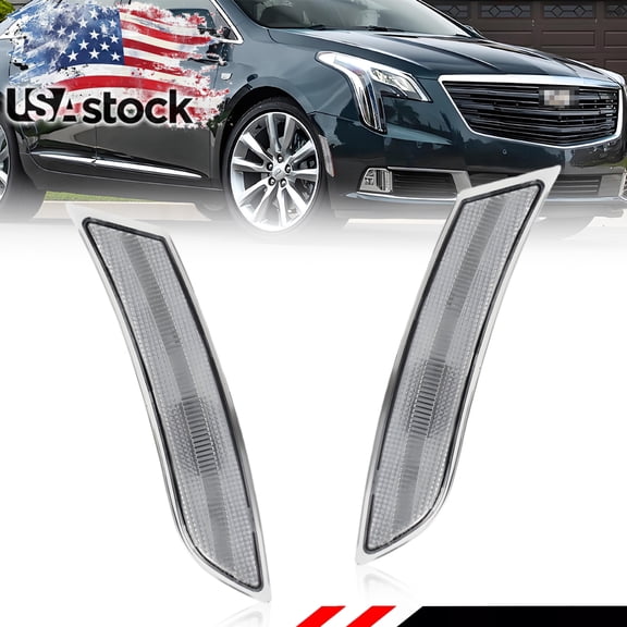 2PCS Clear Lens  Front Bumper Turn Signal Lights Side Marker Lights Turn Warning Lights Housings For 2013 2014 2015 2016 2017 Cadillac XTS No Bulb/Socket Included