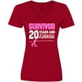 thumbnail image 3 of Inktastic Breast Cancer Survivor 20 Years and Running with Pink Ribbon Women's V-Neck T-Shirt, 3 of 5