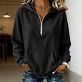thumbnail image 5 of Half Zipper Women's Hoodie Womens Sweatshirts Trendy Mama Sweatshirts for Women Soft Hoodie Loungewear Sweatshirt Women Womens Sweatshirts No Hood Warm Hoodies，Black4，S, 5 of 6